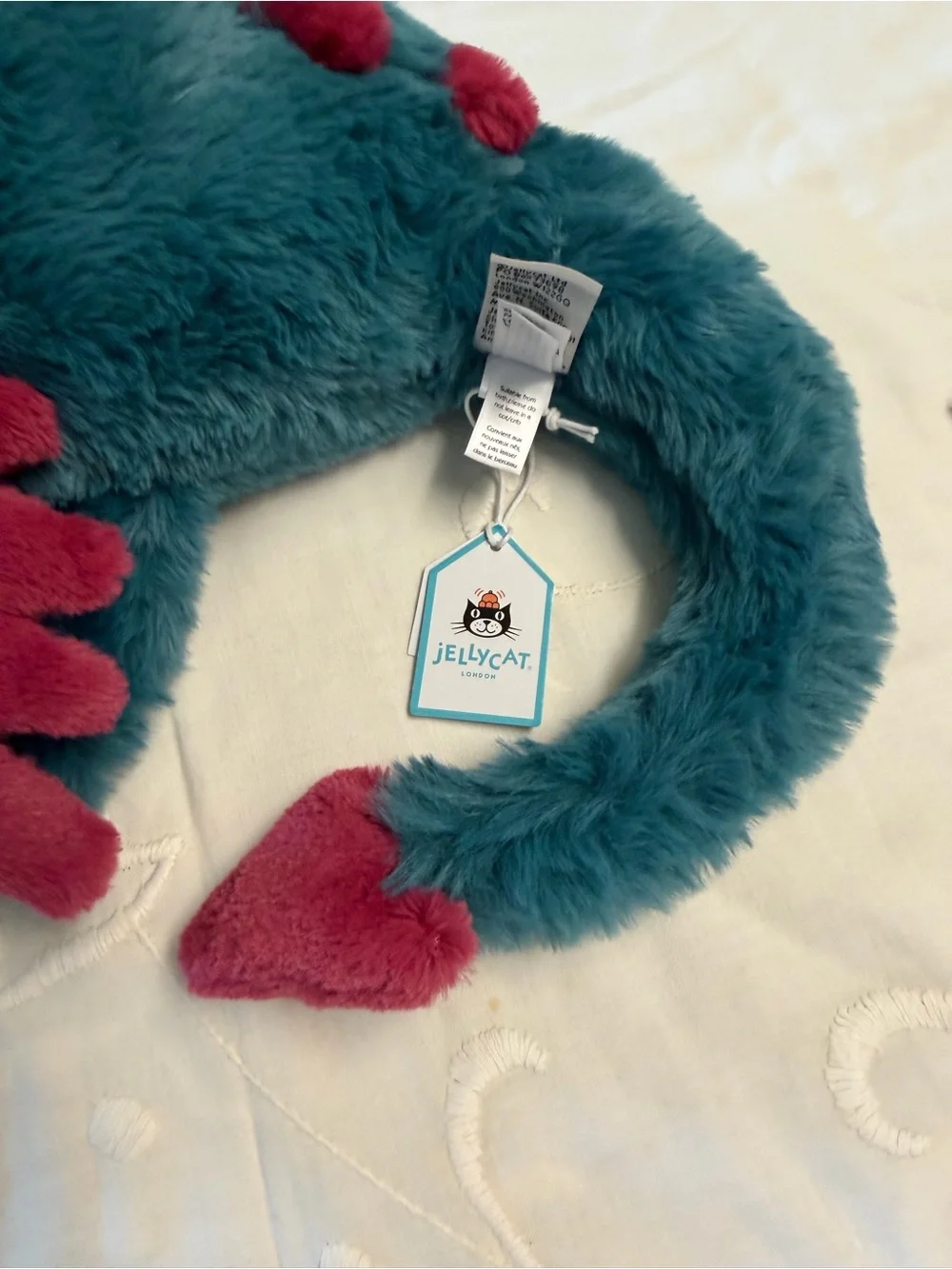 Jellycat Dexter Dragon Medium 20” DEX2DD Teal Red Plush NWT w/ Dust Bag